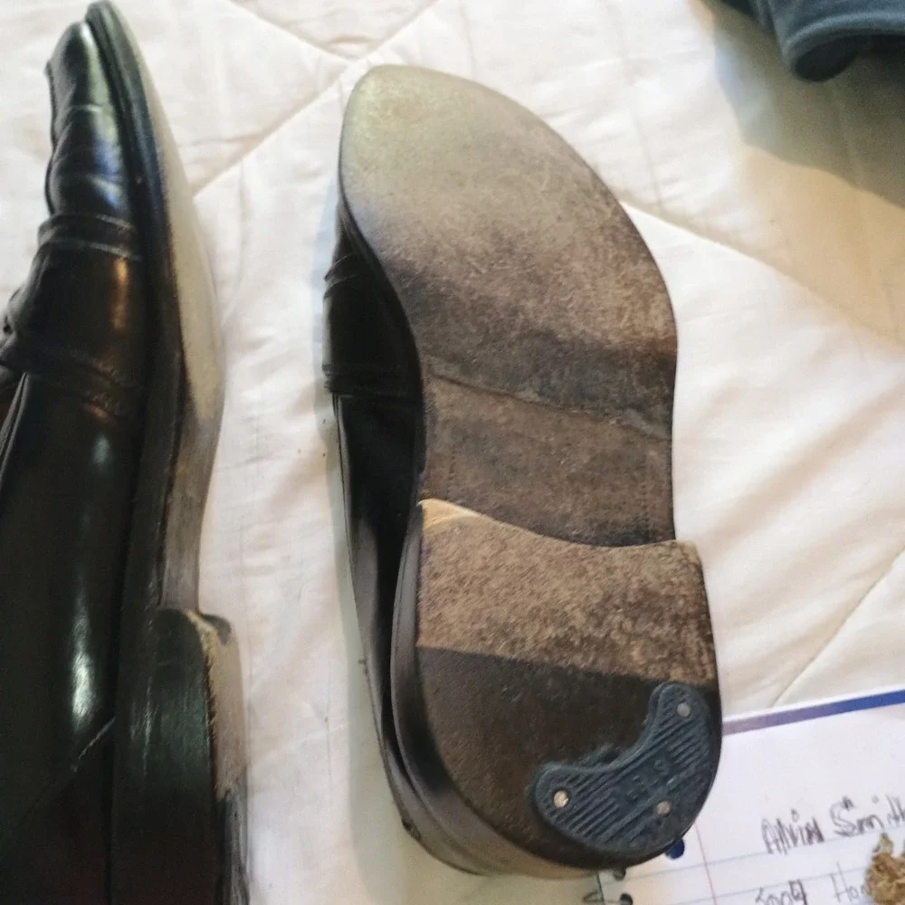 Vintage Johnston & Murphy Black Leather Bit Loafers Men's 9D Slip On w/ Dust Bag
